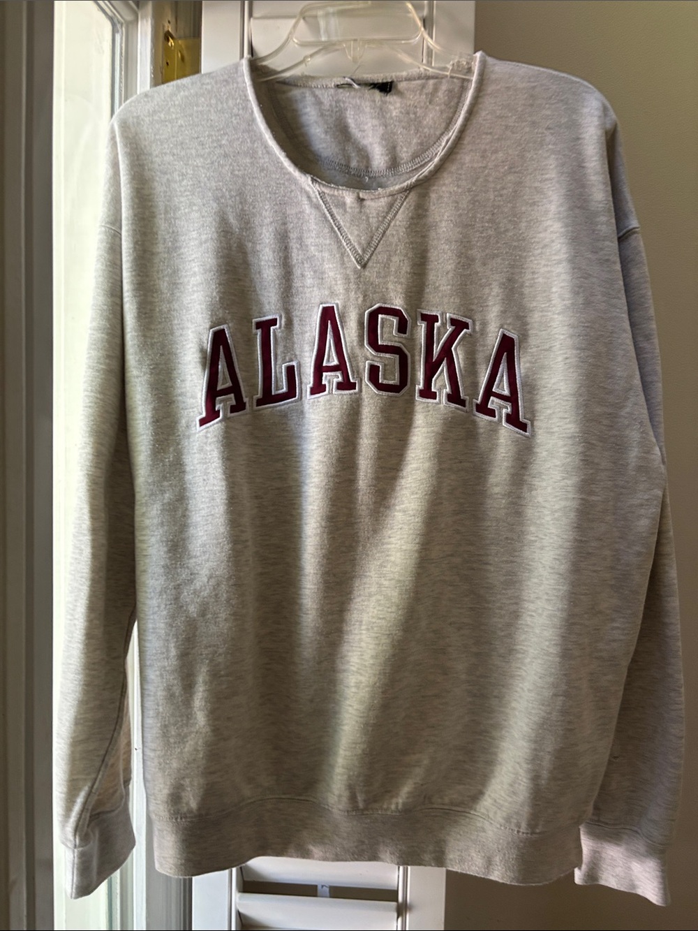 Gray 'ALASKA' Crewneck Sweatshirt - Maroon Lettering